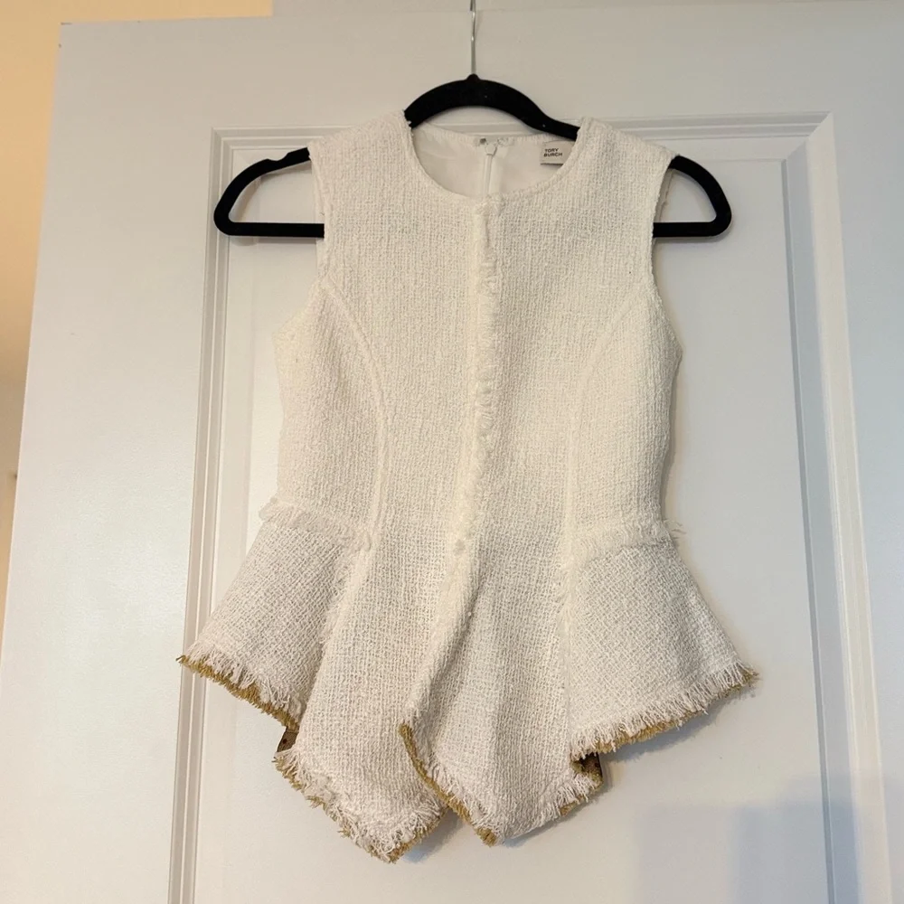 NWT Tory Burch COTTON TWEED Peplum TOP 00